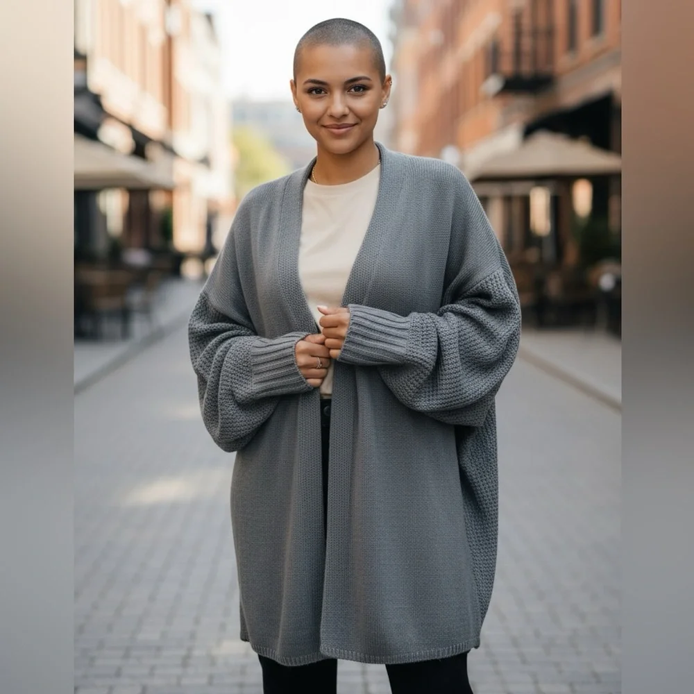 NWT Gray Oversized Knit Cardigan - Picture 7 of 7